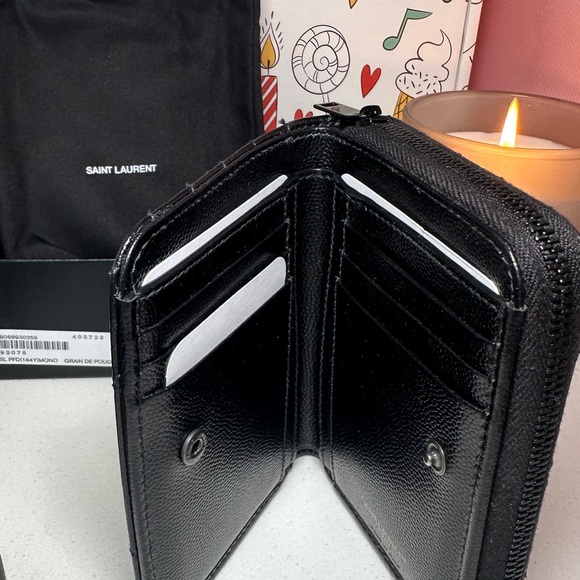 Saint Laurent Textured Black Leather Card Holder - Picture 3 of 6